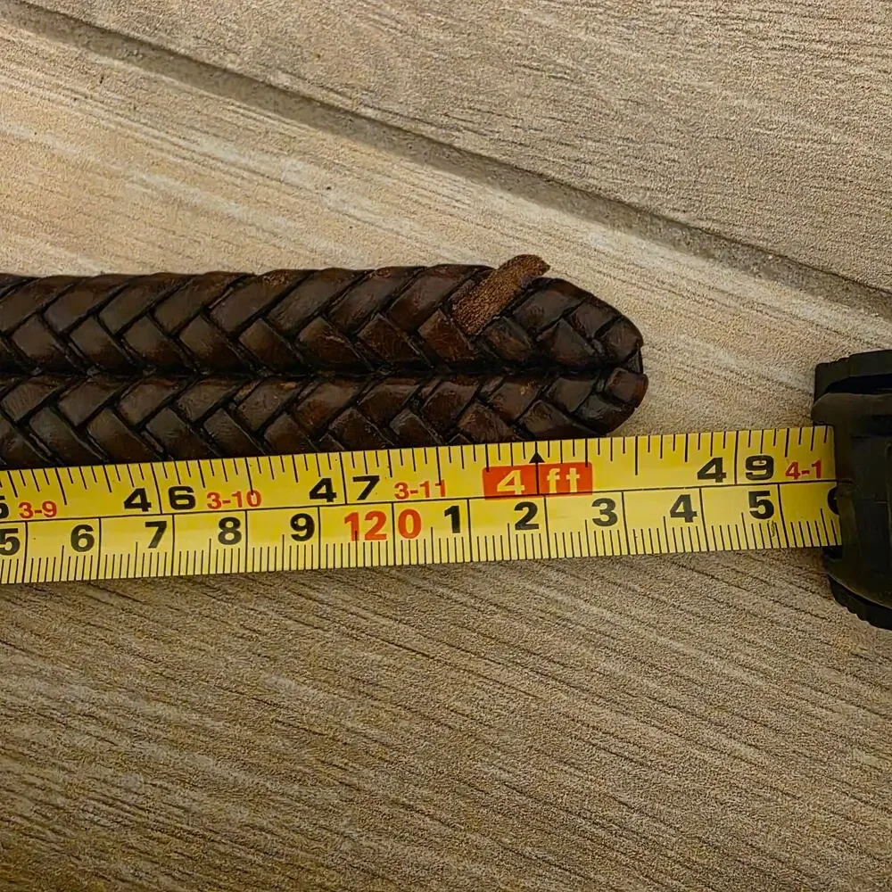 Brighton Braided Leather Belt Men's 42 Brown Brass Buckle Woven Western Casual